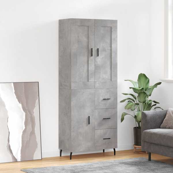 Kõrge kapp, betoonhall, 69,5 × 34 × 180 cm,tehispuit