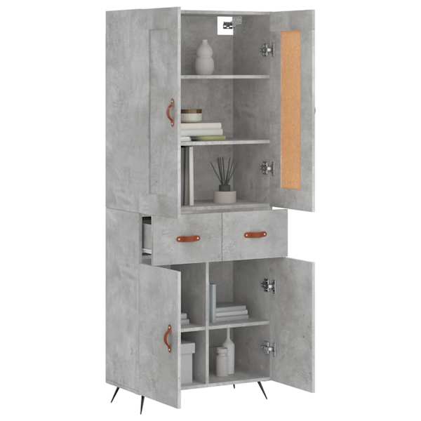 Kõrge kapp, betoonhall, 69,5 × 34 × 180 cm,tehispuit