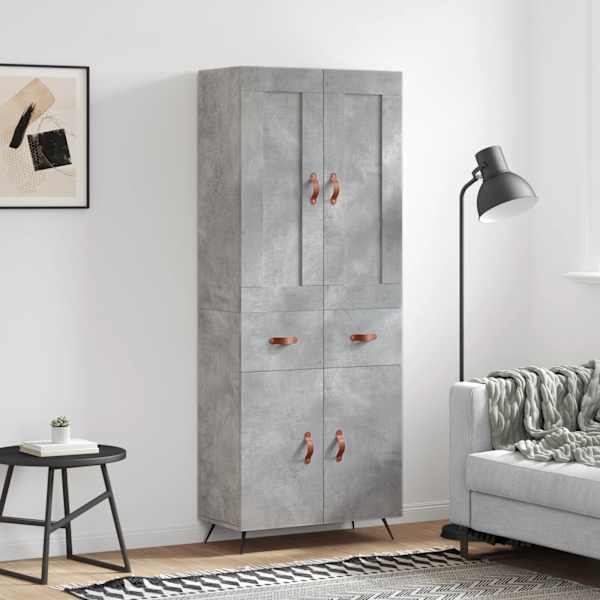 Kõrge kapp, betoonhall, 69,5 × 34 × 180 cm,tehispuit