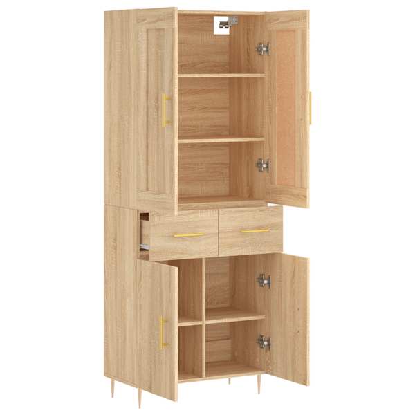 Kõrge kapp, Sonoma tamm, 69,5 × 34 × 180 cm, tehispuit