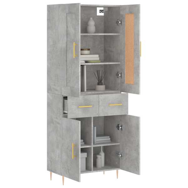 Kõrge kapp, betoonhall, 69,5 × 34 × 180 cm,tehispuit