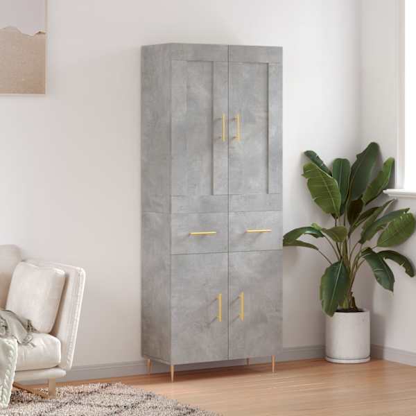 Kõrge kapp, betoonhall, 69,5 × 34 × 180 cm,tehispuit