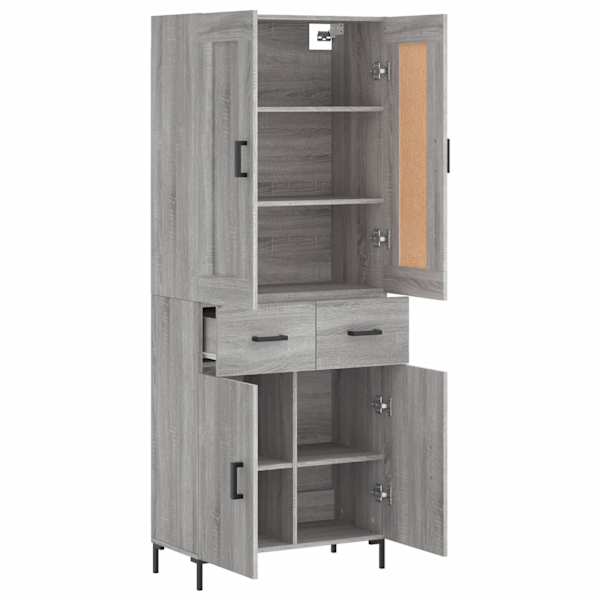 Kõrge kapp, hall Sonoma tamm, 69,5 × 34 × 180 cm, tehispuit