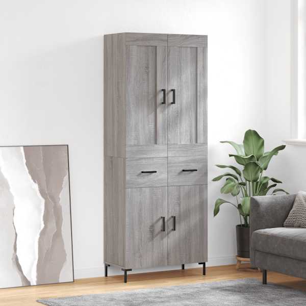 Kõrge kapp, hall Sonoma tamm, 69,5 × 34 × 180 cm, tehispuit