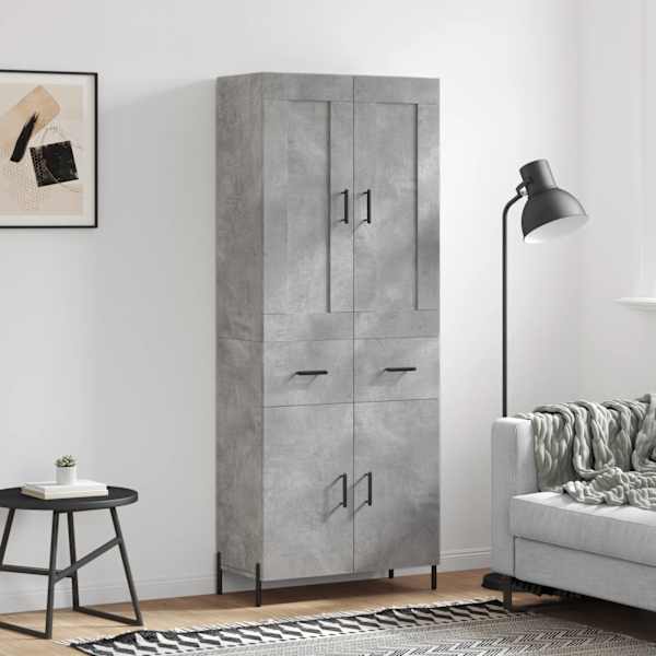 Kõrge kapp, betoonhall, 69,5 × 34 × 180 cm,tehispuit
