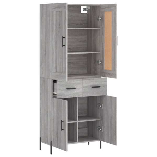 Kõrge kapp, hall Sonoma tamm, 69,5 × 34 × 180 cm, tehispuit