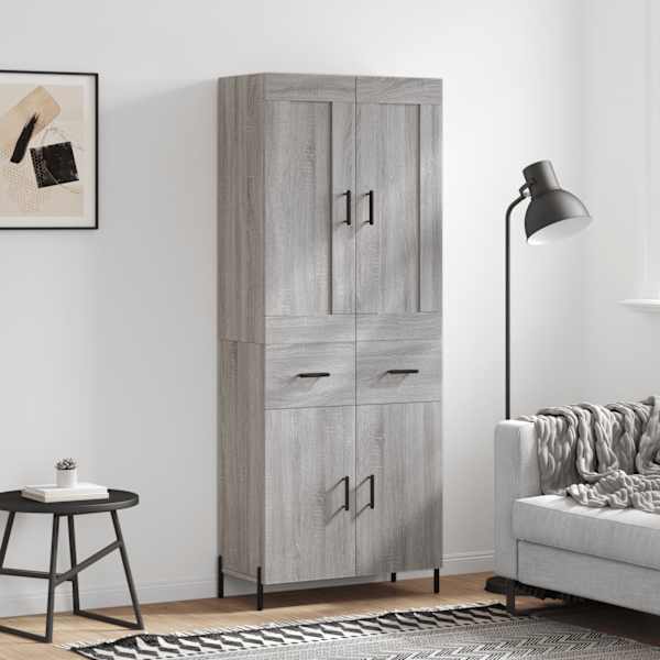 Kõrge kapp, hall Sonoma tamm, 69,5 × 34 × 180 cm, tehispuit