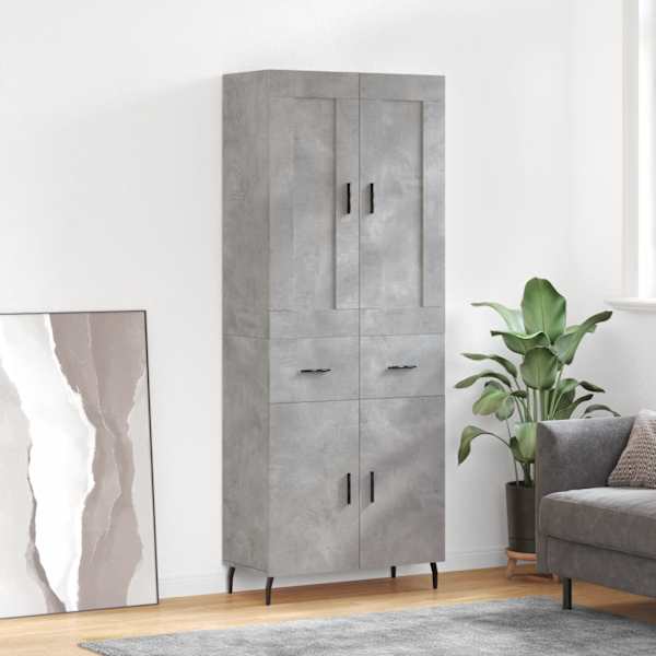 Kõrge kapp, betoonhall, 69,5 × 34 × 180 cm,tehispuit