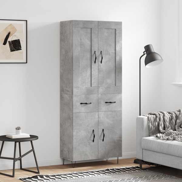 Kõrge kapp, betoonhall, 69,5 × 34 × 180 cm,tehispuit