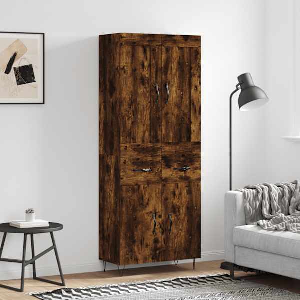 Kõrge kapp, suitsutatud tamm, 69,5 × 34 × 180 cm, tehispuit