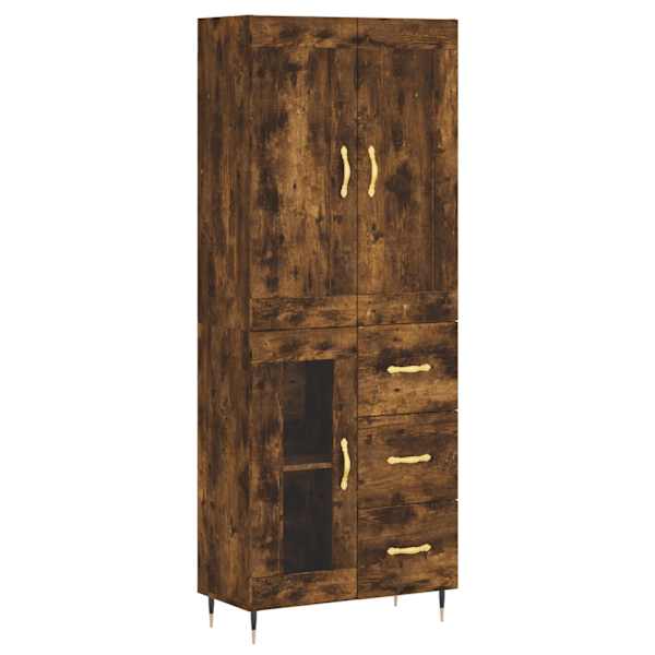 Kõrge kapp, suitsutatud tamm, 69,5 × 34 × 180 cm, tehispuit