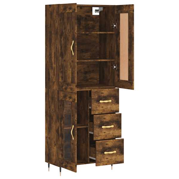 Kõrge kapp, suitsutatud tamm, 69,5 × 34 × 180 cm, tehispuit