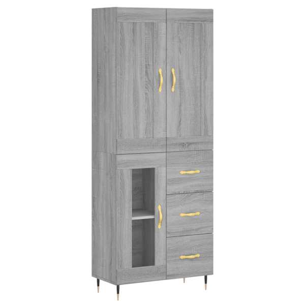 Kõrge kapp, hall Sonoma tamm, 69,5 × 34 × 180 cm, tehispuit