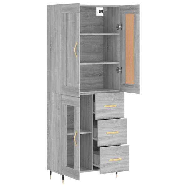Kõrge kapp, hall Sonoma tamm, 69,5 × 34 × 180 cm, tehispuit
