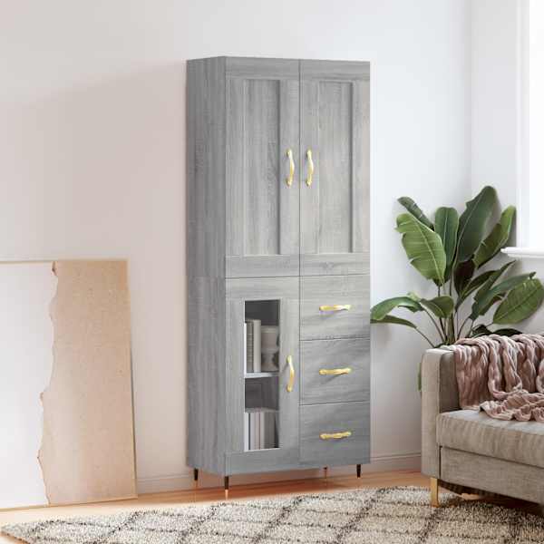 Kõrge kapp, hall Sonoma tamm, 69,5 × 34 × 180 cm, tehispuit