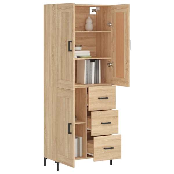 Kõrge kapp, Sonoma tamm, 69,5 × 34 × 180 cm, tehispuit