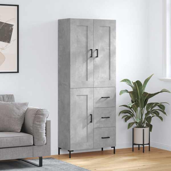 Kõrge kapp, betoonhall, 69,5 × 34 × 180 cm,tehispuit