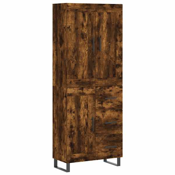 Kõrge kapp, suitsutatud tamm, 69,5 × 34 × 180 cm, tehispuit