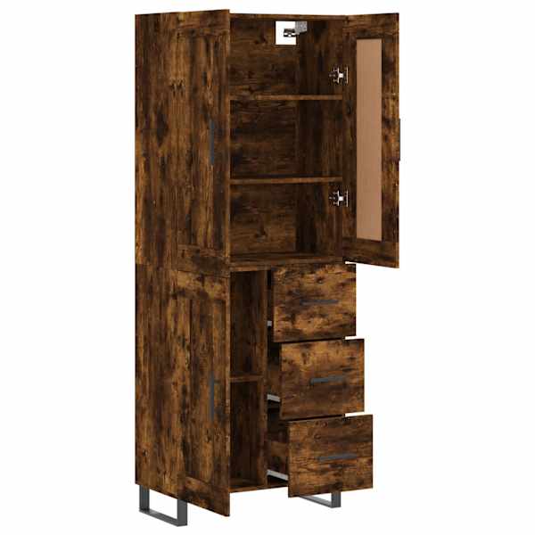 Kõrge kapp, suitsutatud tamm, 69,5 × 34 × 180 cm, tehispuit