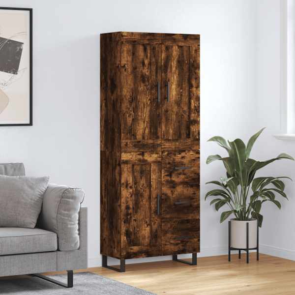 Kõrge kapp, suitsutatud tamm, 69,5 × 34 × 180 cm, tehispuit