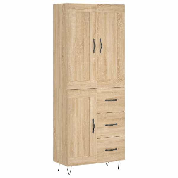 Kõrge kapp, Sonoma tamm, 69,5 × 34 × 180 cm, tehispuit