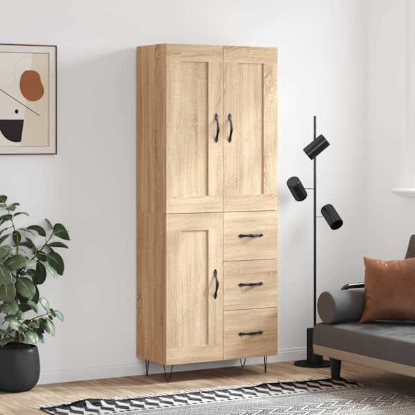 Kõrge kapp, Sonoma tamm, 69,5 × 34 × 180 cm, tehispuit