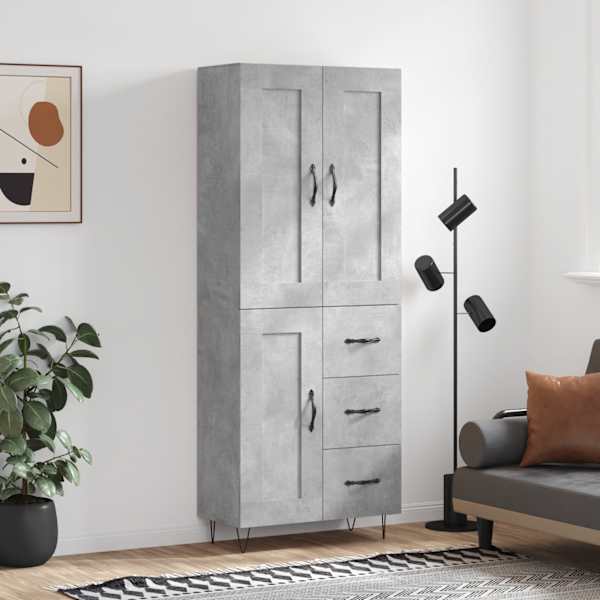 Kõrge kapp, betoonhall, 69,5 × 34 × 180 cm,tehispuit