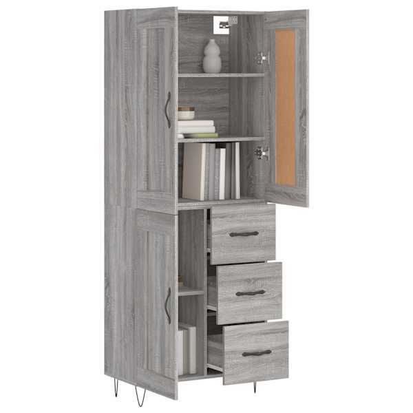 Kõrge kapp, hall Sonoma tamm, 69,5 × 34 × 180 cm, tehispuit