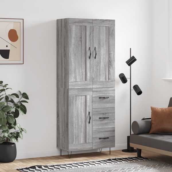 Kõrge kapp, hall Sonoma tamm, 69,5 × 34 × 180 cm, tehispuit