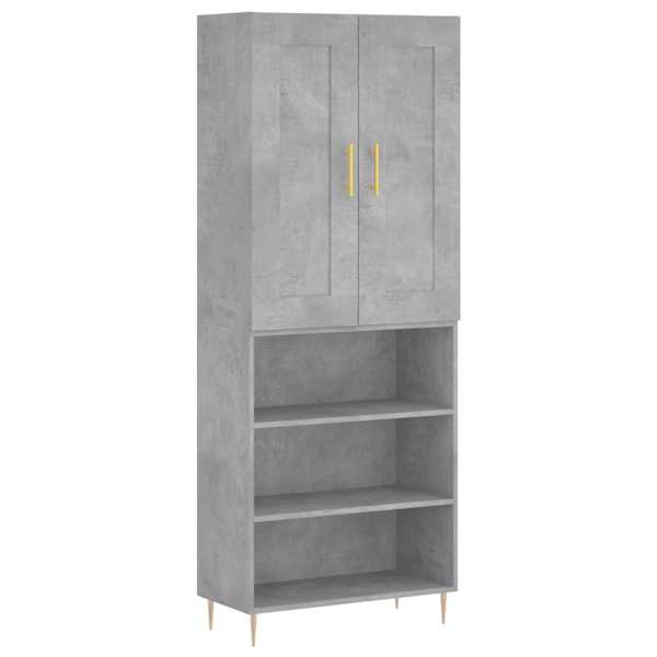 Kõrge kapp, betoonhall, 69,5 × 34 × 180 cm,tehispuit