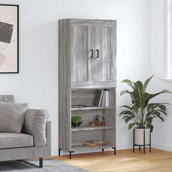 Kõrge kapp, hall Sonoma tamm, 69,5 × 34 × 180 cm, tehispuit