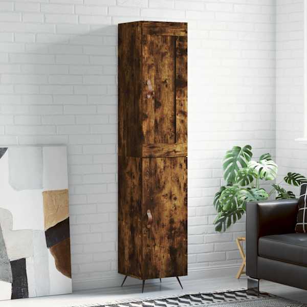Kõrge kapp, suitsutatud tamm, 34,5 × 34 × 180 cm, tehispuit