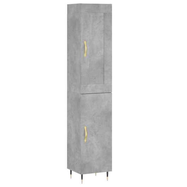 Kõrge kapp, betoonhall, 34,5 × 34 × 180 cm, tehispuit