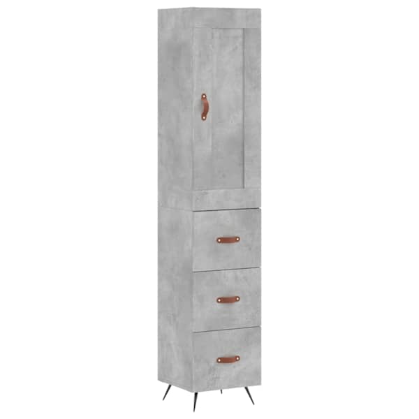 Kõrge kapp, betoonhall, 34,5 × 34 × 180 cm, tehispuit