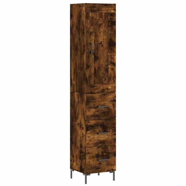 Kõrge kapp, suitsutatud tamm, 34,5 × 34 × 180 cm, tehispuit