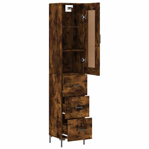 Kõrge kapp, suitsutatud tamm, 34,5 × 34 × 180 cm, tehispuit