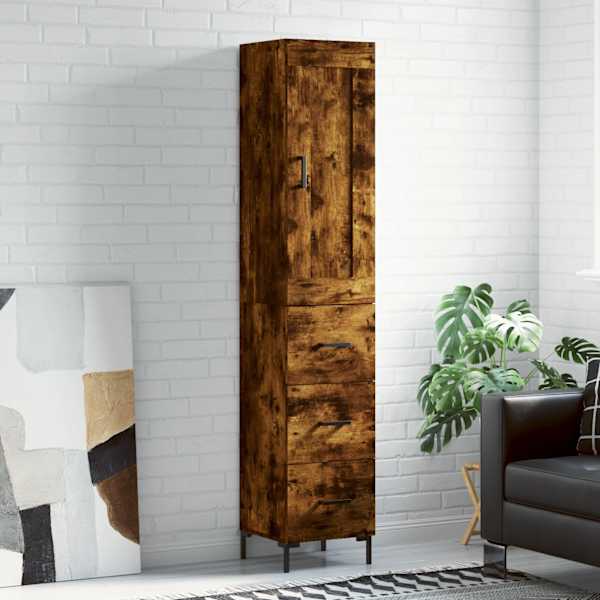 Kõrge kapp, suitsutatud tamm, 34,5 × 34 × 180 cm, tehispuit