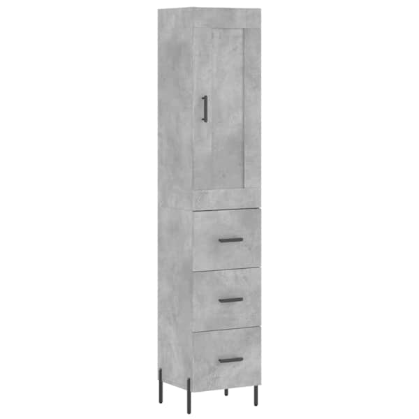 Kõrge kapp, betoonhall, 34,5 × 34 × 180 cm, tehispuit