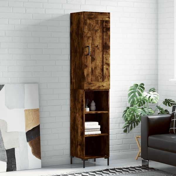 Kõrge kapp, suitsutatud tamm, 34,5 × 34 × 180 cm, tehispuit
