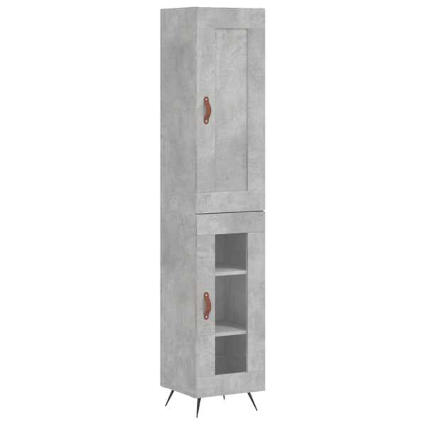 Kõrge kapp, betoonhall, 34,5 × 34 × 180 cm, tehispuit