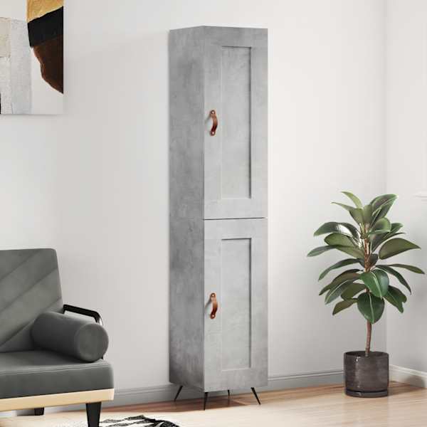 Kõrge kapp, betoonhall, 34,5 × 34 × 180 cm, tehispuit