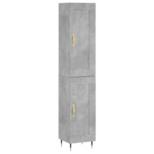 Kõrge kapp, betoonhall, 34,5 × 34 × 180 cm, tehispuit