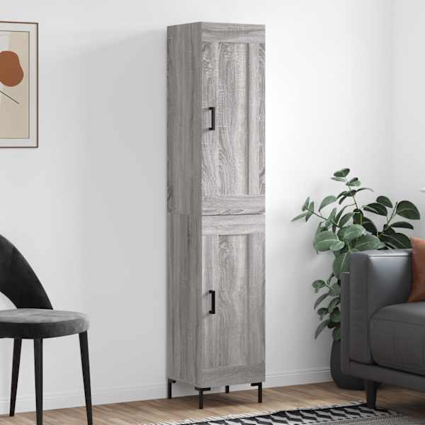 Kõrge kapp, hall Sonoma tamm, 34,5 × 34 × 180 cm, tehispuit