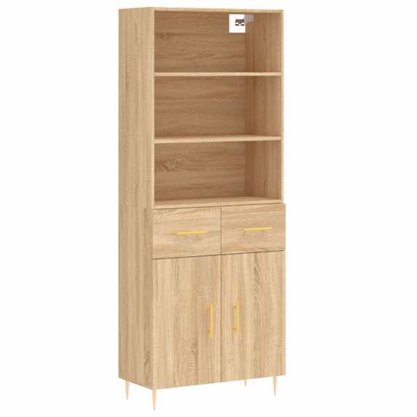 Kõrge kapp, Sonoma tamm, 69,5 × 34 × 180 cm, tehispuit
