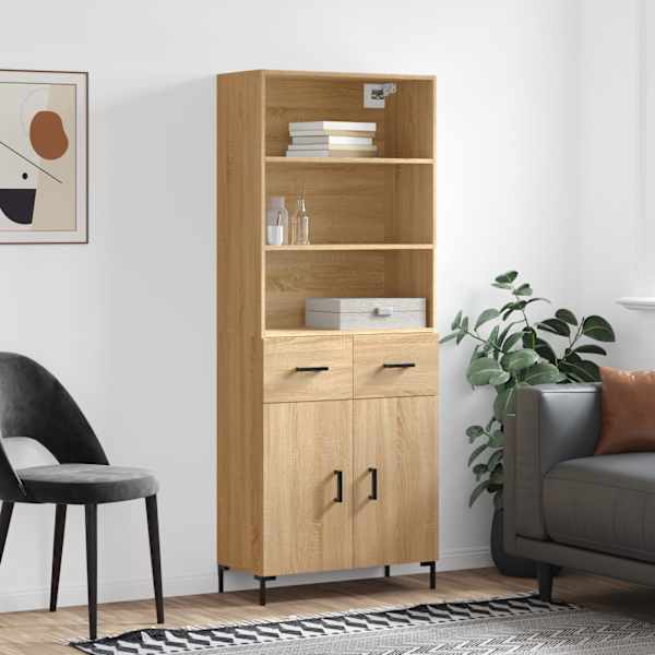 Kõrge kapp, Sonoma tamm, 69,5 × 34 × 180 cm, tehispuit