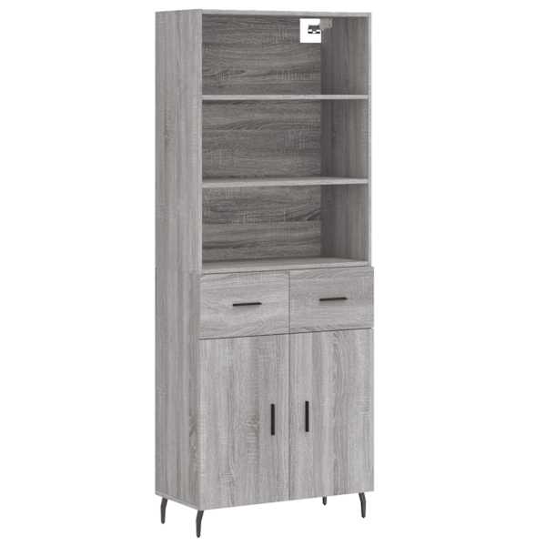 Kõrge kapp, hall Sonoma tamm, 69,5 × 34 × 180 cm, tehispuit