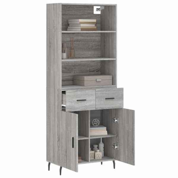 Kõrge kapp, hall Sonoma tamm, 69,5 × 34 × 180 cm, tehispuit