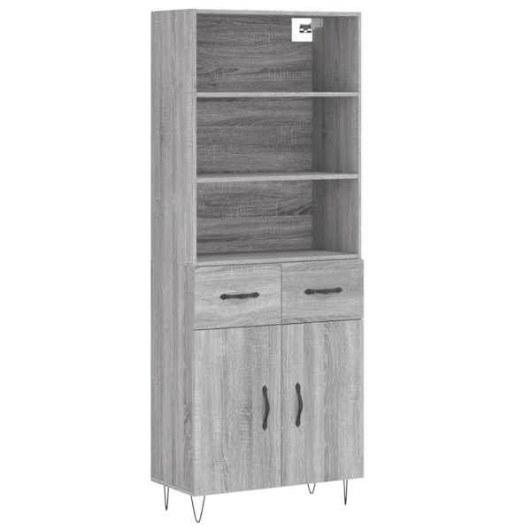 Kõrge kapp, hall Sonoma tamm, 69,5 × 34 × 180 cm, tehispuit