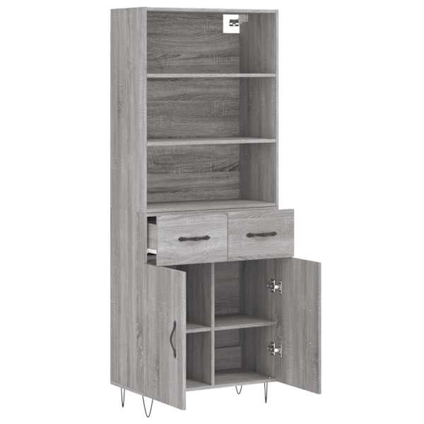 Kõrge kapp, hall Sonoma tamm, 69,5 × 34 × 180 cm, tehispuit