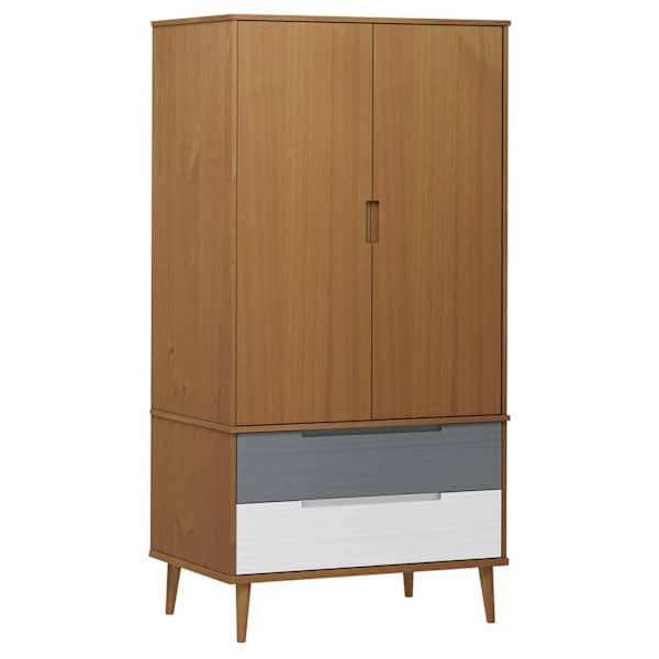 Riidekapp "MOLDE", pruun, 90 × 55 × 175 cm, männipuit